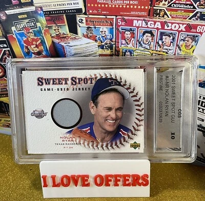2001 UD SWEET SPOT NOLAN RYAN JERSEY PATCH RELIC #J-NR CGS 10 C STORE MORE READ - Image 1 of 4