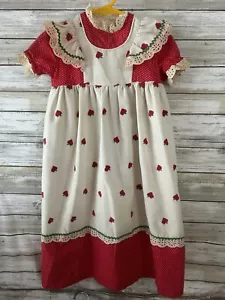 Vintage 70er Youngland Maxikleid Rüschen rot Erdbeere Boho Prärie * Mädchen 3 j326 - Bild 1 von 3