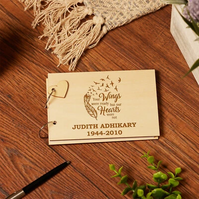 Libro de visitas personalizado con memoria o memoria frontal de madera WOD-1 Foto 1 de 3