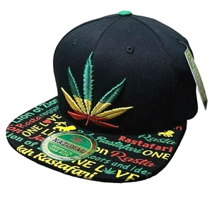 Snapback Cap Cannabis Leaf Jah Rasta Hat Flat Visor Lion Rasta Hiphop Caps - Picture 1 of 3