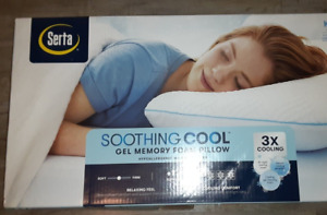 Serta Soothing Cool Gel Memory Foam Pillow,  3X Cooling Standard Queen