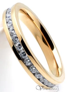 Women Stainless Steel Eternity Ring CZ Flat Band Gold Plated 3.5MM Size 4 to 10 - Picture 1 of 2