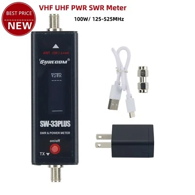 100W 125-525MHz SWR Power Meter Mini VHF UHF PWR SWR Meter SURECOM SW-33PLUS - Image 1 of 4