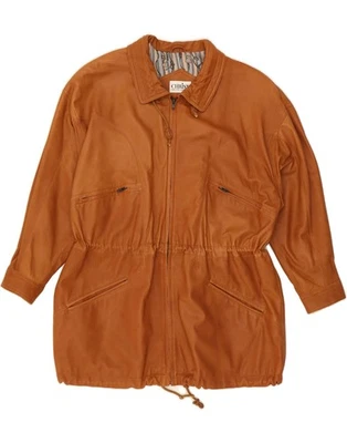 CHRIST Womens Oversized Leather Coat EU 44 XL Brown Leather DF77 - Image 1 of 4