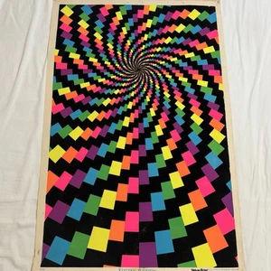 VTG Electric Rainbow Blacklight Poster Psychedic 1972 Flocked 35 X 23 - Picture 1 of 10