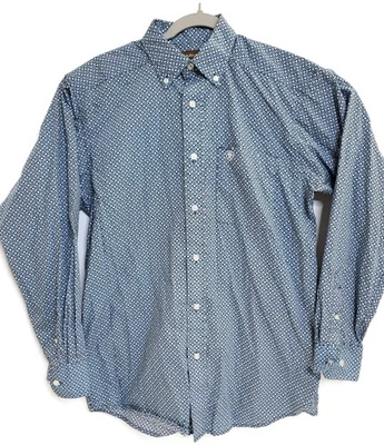 Ariat Shirt Mens Small Blue Geometric Print Long Sleeve Button Down Western - Image 1 of 4