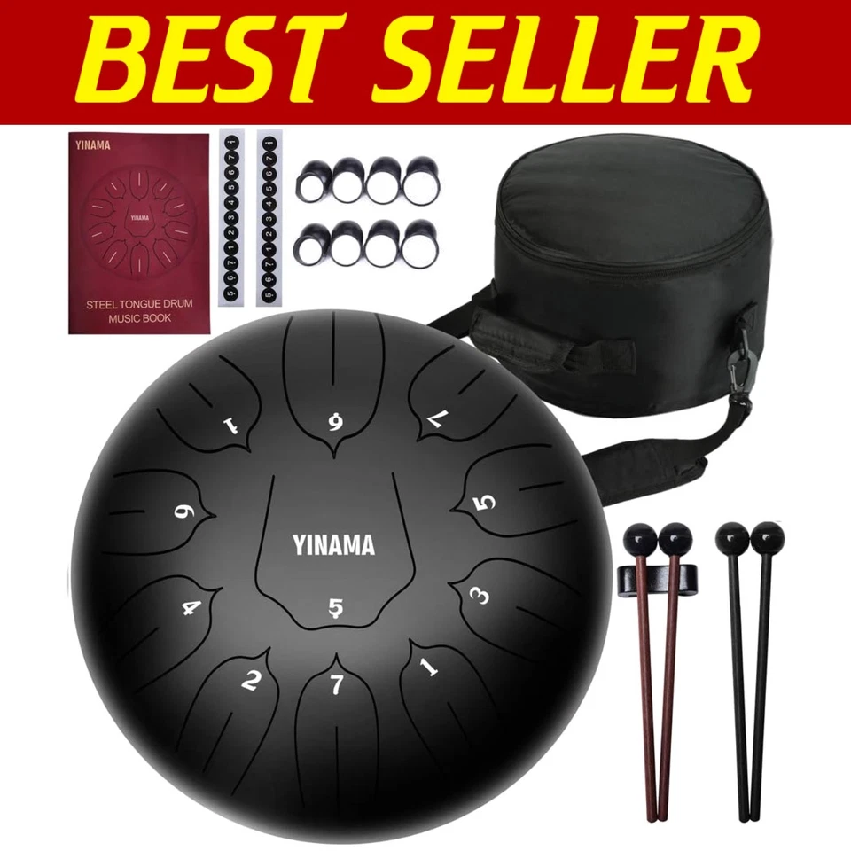 Yinama Steel Tongue Drum Percussion Instrument 11 Notes 12 inches