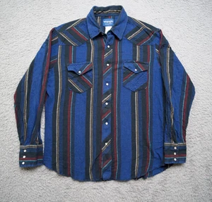 Wrangler Hemd Herren M blau Western kariert Pearl Snap Flanell langarm - Bild 1 von 8