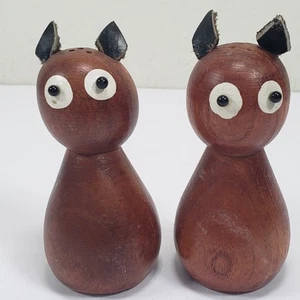 Shaker sale e pepe gatto legno marrone vintage anni 60 MCM - Foto 1 di 6