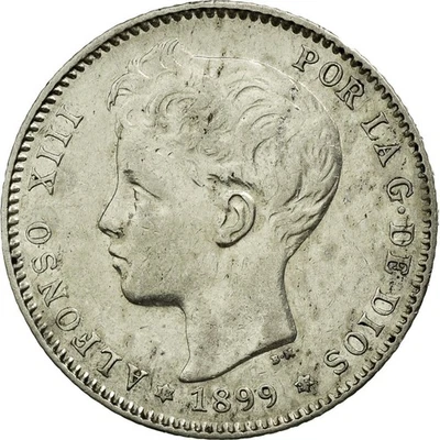 [#251472] Coin, Spain, Alfonso XIII, Peseta, 1899, AU(50-53), Silver, KM:706 - Image 1 of 2