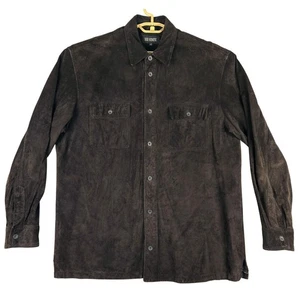 Camisa 111 State Marrón Gamuza Cuero Manga Larga Con Botones Para Hombre LT - Imagen 1 de 6