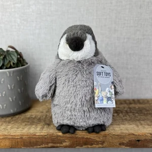 Jellycat Percy Penguin Medium Soft Plush Toy -  Grey Fluffy Penguin Plush 10" - Picture 1 of 13