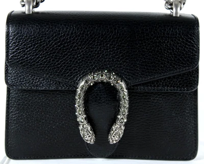 GUCCI Black Pebbled Leather Chain Strap Mini DIONYSUS Shoulder Bag - Image 1 of 4
