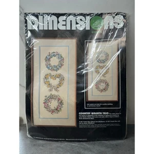 Dimensions New, Old Stock Dimensions Crewel Embroidery Kit "Country Wreath Trio" - Picture 1 of 5