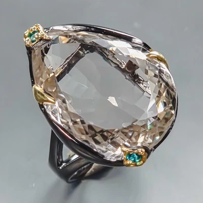 Joyería 32 ct+ Anillo Cuarzo Natural Plata de Ley 925 Talla 9/R439614 Foto 1 de 4