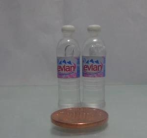 1:12 Scale 2x Bottles Of Evian Water ( Round) - Picture 1 of 1