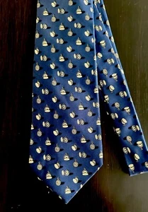 Orologio da tasca Salvatore Ferragamo cravatta blu ITALIA seta italiana fatto a mano 60 x 3,5" - Foto 1 di 6