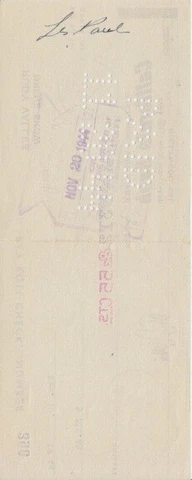 Les Paul signed endorsed bank check Cover