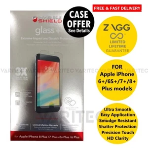 Zagg Tempered Glass Screen Saver Protector for Apple iPhone 8 Plus 7 Plus 6S+ 6+ - Picture 1 of 3