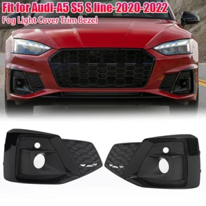 For 2020-2023 Audi A5 S-Line S5 Pair Front Bumper Fog Light Grilles Cover Trim - Picture 1 of 11