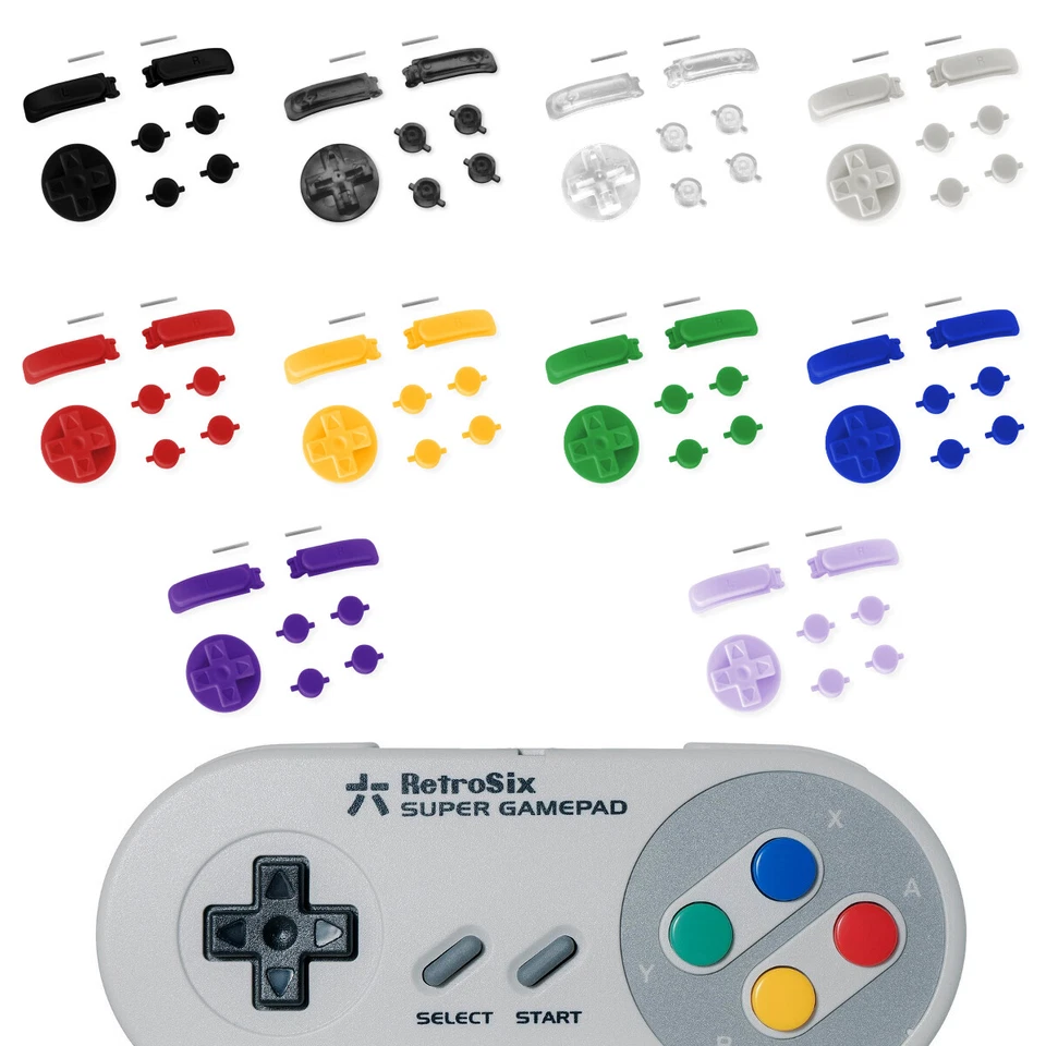 RetroSix SNES Knöpfe für Super Nintendo Controller ABXY D-Pad L R Buttons Tasten