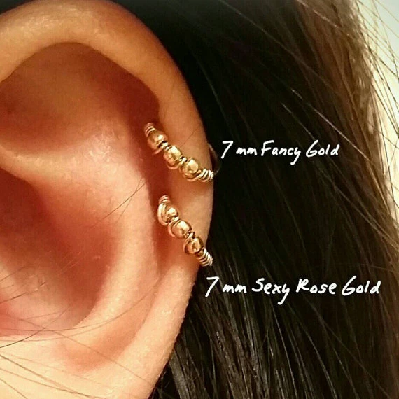 Cartilage earring 14k gold filled tiny nose ring hoops gold tragus hoop earrings - Image 1 of 4