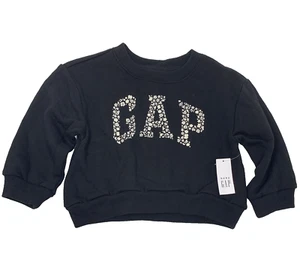NWT Baby Gap Girls 2T 2 Years Black and White Floral Logo Sweatshirt - Picture 1 of 8
