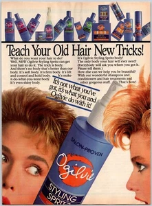 PRINT AD 1987 Ogilvie Styling Spritz 8 x 10.5 Teach Your Old Hair New Tricks - Picture 1 of 1
