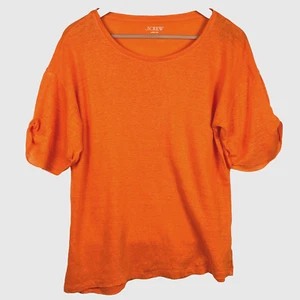 J Crew Womens Short Sleeve Knit Linen Tee Shirt Top Sz L Breathable Beachy City - Picture 1 of 6