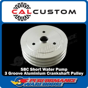 SB Chev Aluminium Crankshaft Pulley 3 Groove SWP Short Water Pump SBC 327 350 - Picture 1 of 3