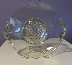 Vintage Lancaster Yellow (Topaz) Depression Glass Bowl Double Handle 11” - Picture 1 of 13