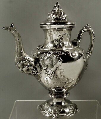 Stebbins & Co. Silver Coffee Pot    C1845 GRAPE & LEAF • 241.16$