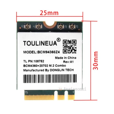 Broadcom BCM94360Z4 AirDrop 802.11ac 1300Mbps WiFi + Bluetooth 4.0 M.2 NGFF Card - Image 1 of 4
