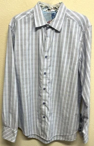 Camisa Robert Graham Geométrica Abotonada Puño Abatible Para Hombre Talla XL Azul - Imagen 1 de 11