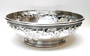 Dominick & Haff Sterling Silver Chased 9" Round Footed Bowl 388 Gr. No Monogram - Picture 1 of 10