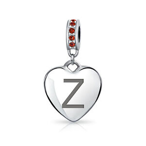 Heart Dangle Bead Charm Crystal Red Birth July 925 Sterling Silver