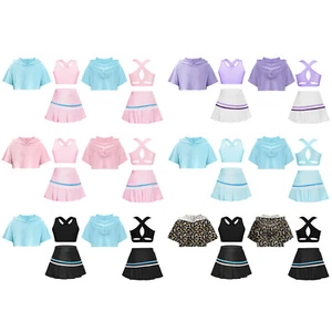 Kids Girls Tracksuit Training Sports Suit Golf 3Pcs/Set Sleeveless Elastic Hem - Picture 1 of 73