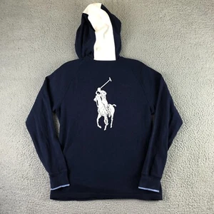 Polo Ralph Lauren Hoodie Pullover Youth 14-16 or Adult Small Blue Big Pony Logo - Picture 1 of 13