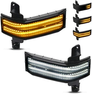 For Chevy Silverado GMC Sierra White Amber Sequential Side Towing Mirror Lights - Picture 1 of 12