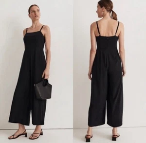 Madewell Square Neck Wide Leg Sleeveless Jumpsuit in Black Zip Back Size 4 NWT - Picture 1 of 4