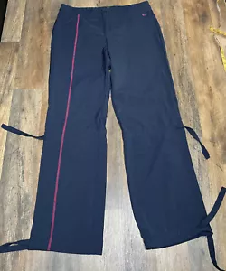 Nike Dri Fit Women’s Yoga Pants Leggings Black/ Pink Size medium Drawstrings - Picture 1 of 12