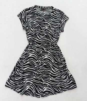 Vestido para mujer Dana Buchman talla L estampado animal cebra tejido elástico con cinturón Foto 1 de 4