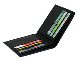 Men's Soft Smooth Genuine Leather Billfold Slim Wallet Credit Card Holder 125 - Picture 1 of 7