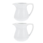  2 Pcs White Ceramics Milk Jug Coffee Serving Pitcher Espresso Mugs