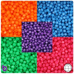 BeadTin Neon Hell 6mm Facettiert Rund Kunststoff Basteln Perlen (600 Stück) - Bild 1 von 8
