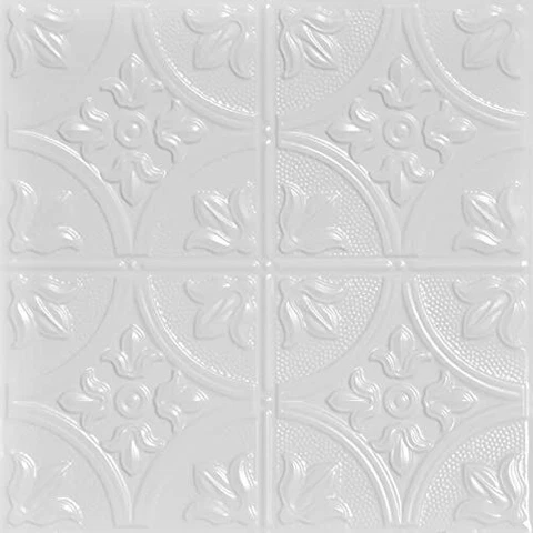 Shanko SKPC309-wh-24x24-N-6 Tiny Tiptoe Stamped Metal Nail-up Tin Ceiling Til Cover