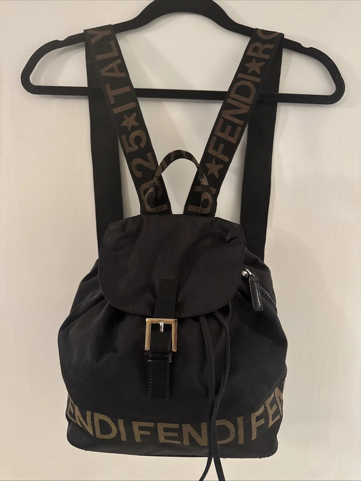 FENDI Italian Logo Nylon Backpack - Image 1 of 4