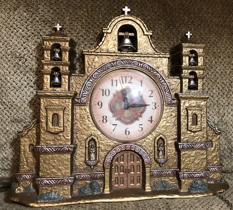 1999 14.5” x 13” SPANISH MISSION CHURCH WALL TABLE CLOCK HOME INTERIORS & GIFTS Cover