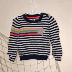 MINI BODEN Little Girl's Rainbow Stripe Shooting Star Sweater 2-3 years - Picture 1 of 9