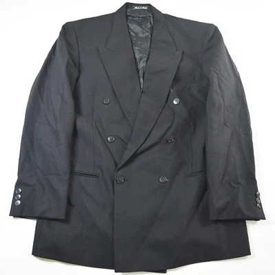 Casaco jaqueta blazer Mani Giorgio Armani 42L preto 100% lã Itália peito duplo - Imagem 1 de 4